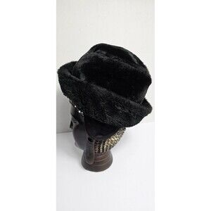 Vintage United Hatters Cap & Millinery Workers Faux Fur Hat Black XLarge